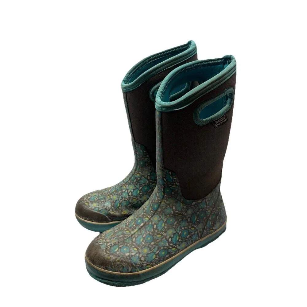 Bogs Floral Sweet Pea Classic Insulated Rain Boots Youth Size 5